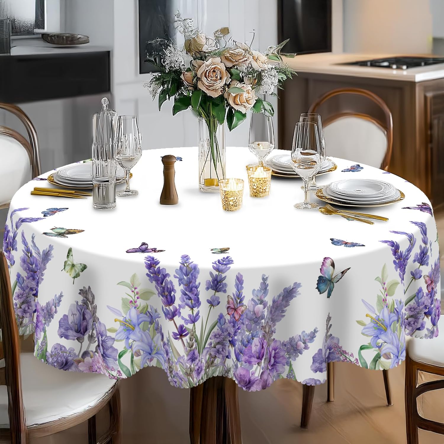 Bohemia Round Tablecloth,Tablecloth Waterproof and Wrinkle-Free, Boho Table Covers, Summer Decorations for Home 60inch