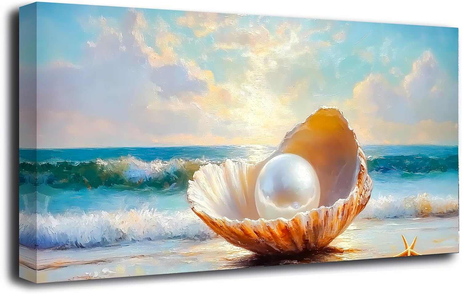 Wall Art Moon Sea Ocean Landscape Picture Canvas Wall Art Print Paintings Modern Artwork for Living Room Wall Decor and Home Décor Framed Ready to Hang,1inch Thick Frame, Waterproof Artwork.